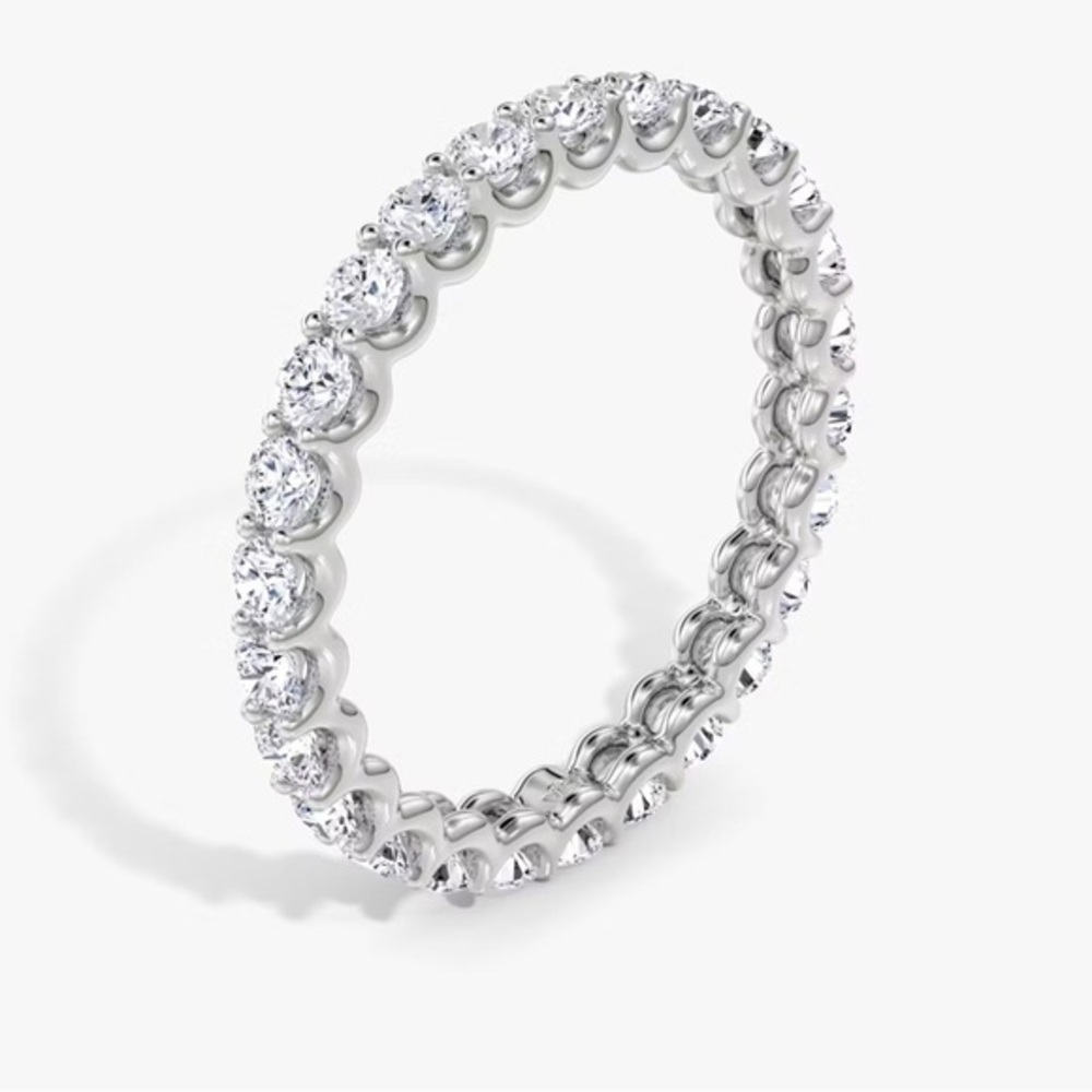2ct TW Round Lab Diamond Shared Prong Eternity Ring in 14k White Gold Size 7